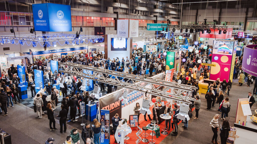 Överbilcksbild över mässgolvet